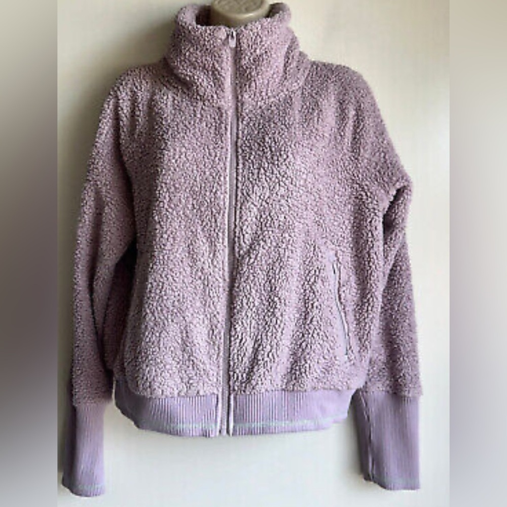 Athleta Full Zip Sherpa Cropped Jacket Size Small  Athletic Warm Mock Neck